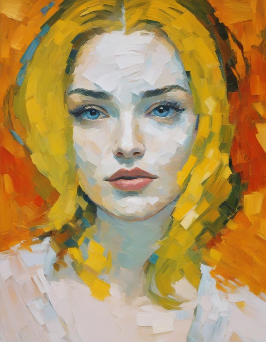 Impasto Oil Painting of a Beautiful Woman in Post-Impression...
