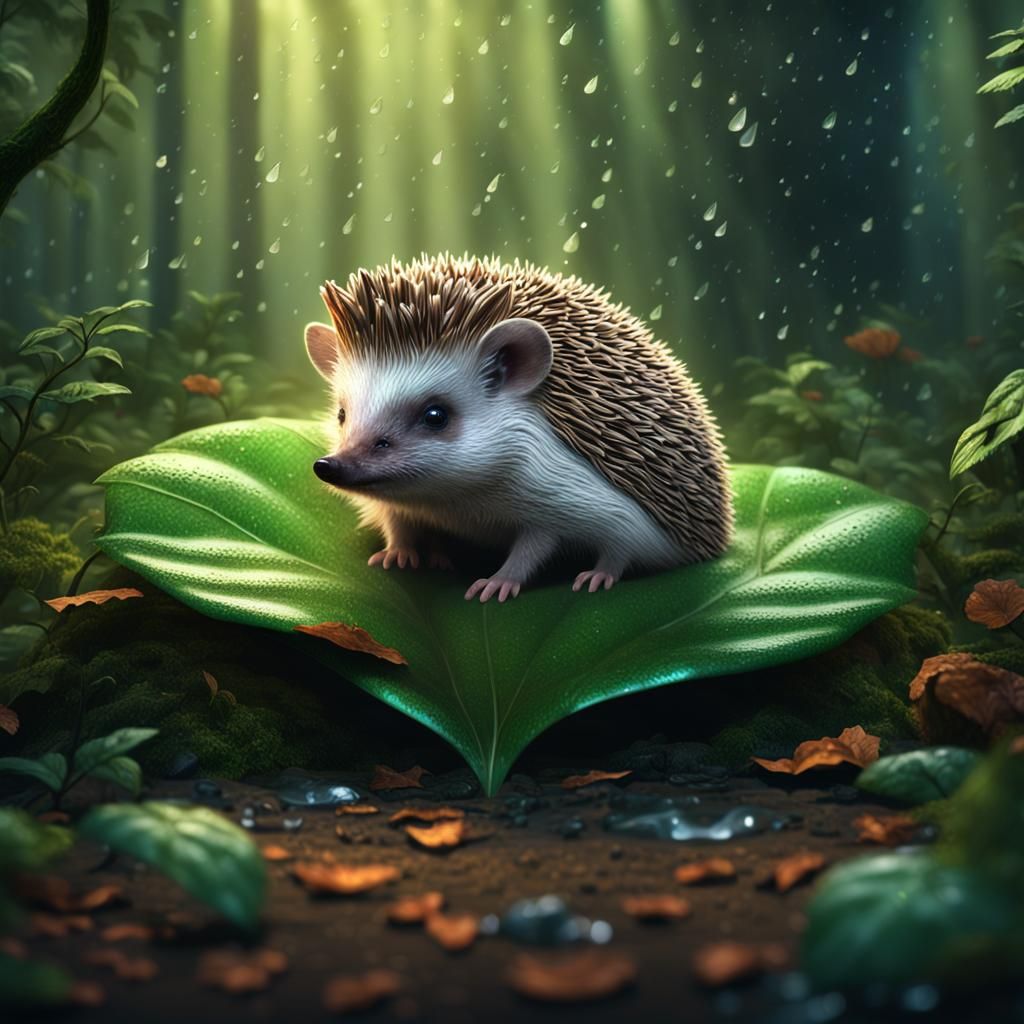 Hedgehog in Forest: Detailed Matte Painting