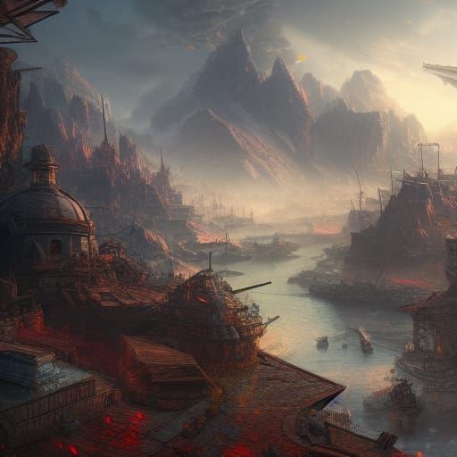 Detailed Matte Painting of Warfare in Unreal Engine