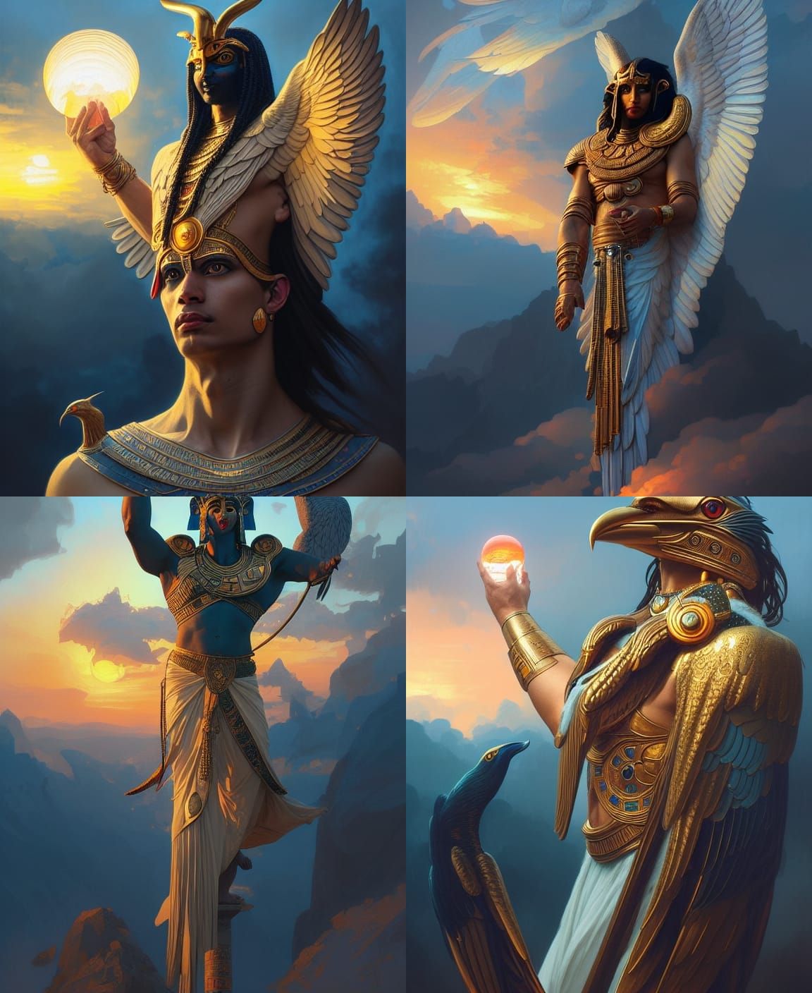 Horus Portrait at Sunset in Hyperdetailed Style