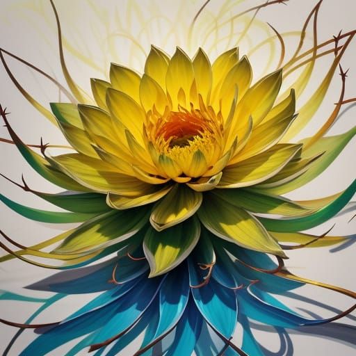 Vibrant Street Art Glass Dahlia in Warm Sunlight
