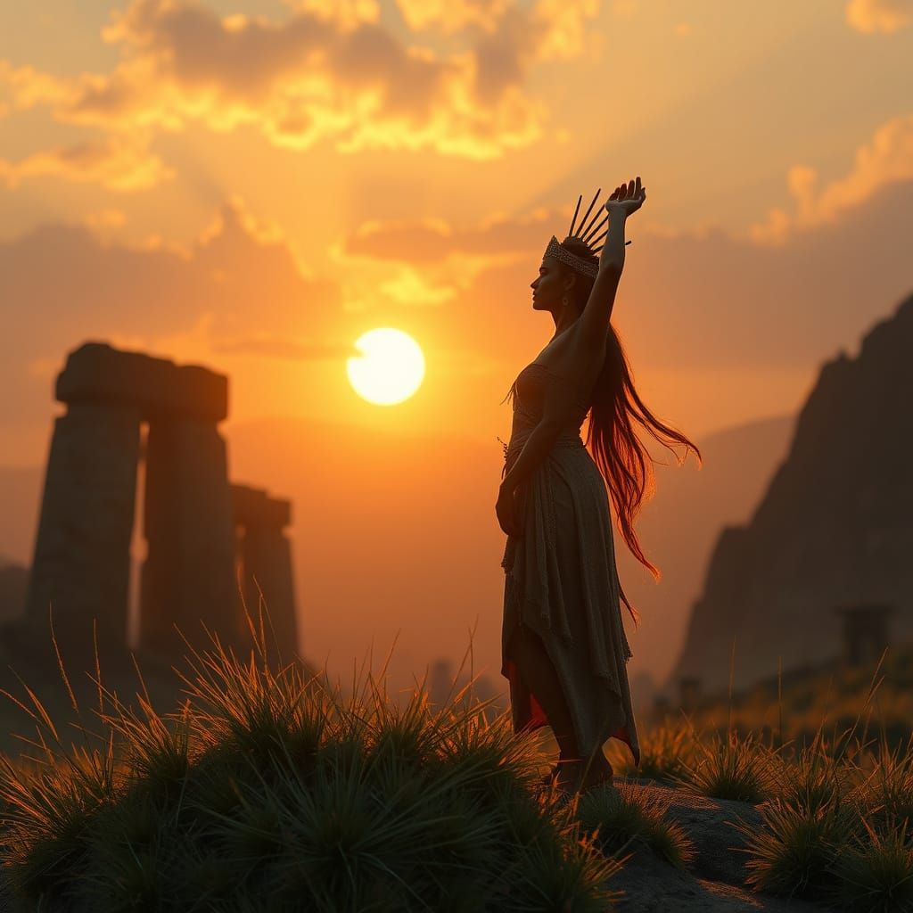Neolithic High Priestess at Dawn Worship