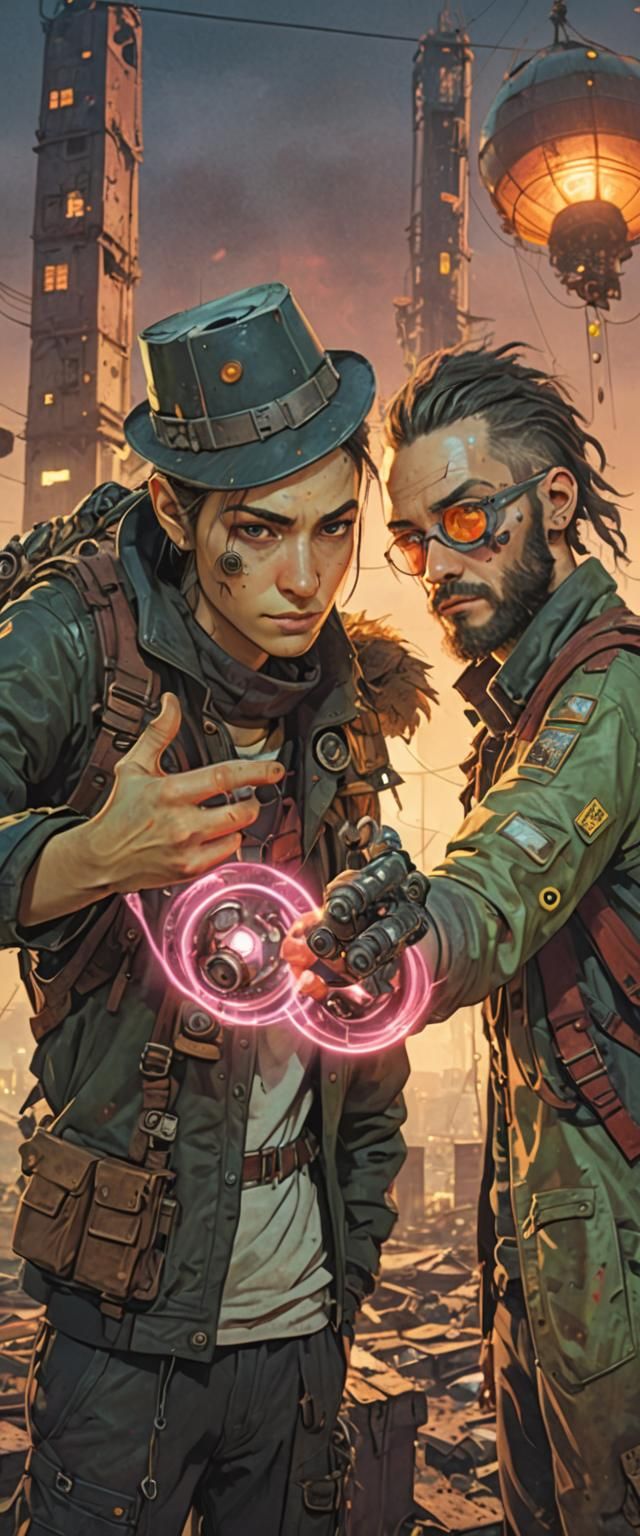 Aetherpunk Metropolis: Kandinsky-Inspired Digital Illustrati...