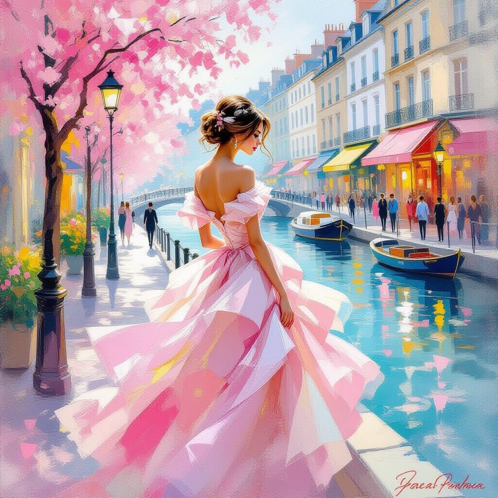 Parisian Fashion in Impressionist Rococo Style