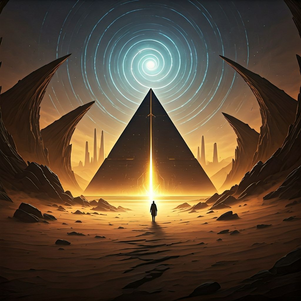 Forgotten Desert City with Obsidian Pyramid