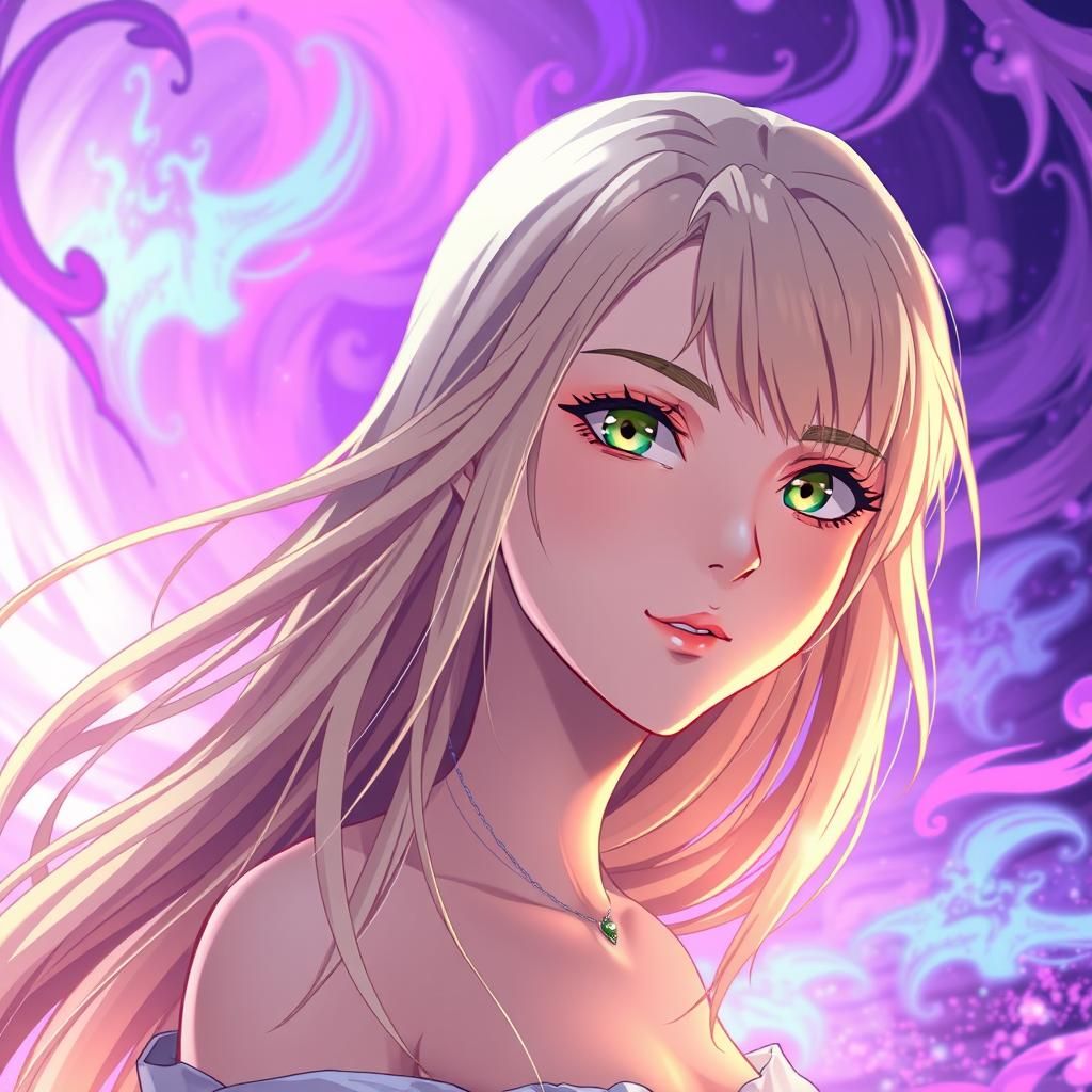Anime Portrait: Blonde Woman with Green Eyes