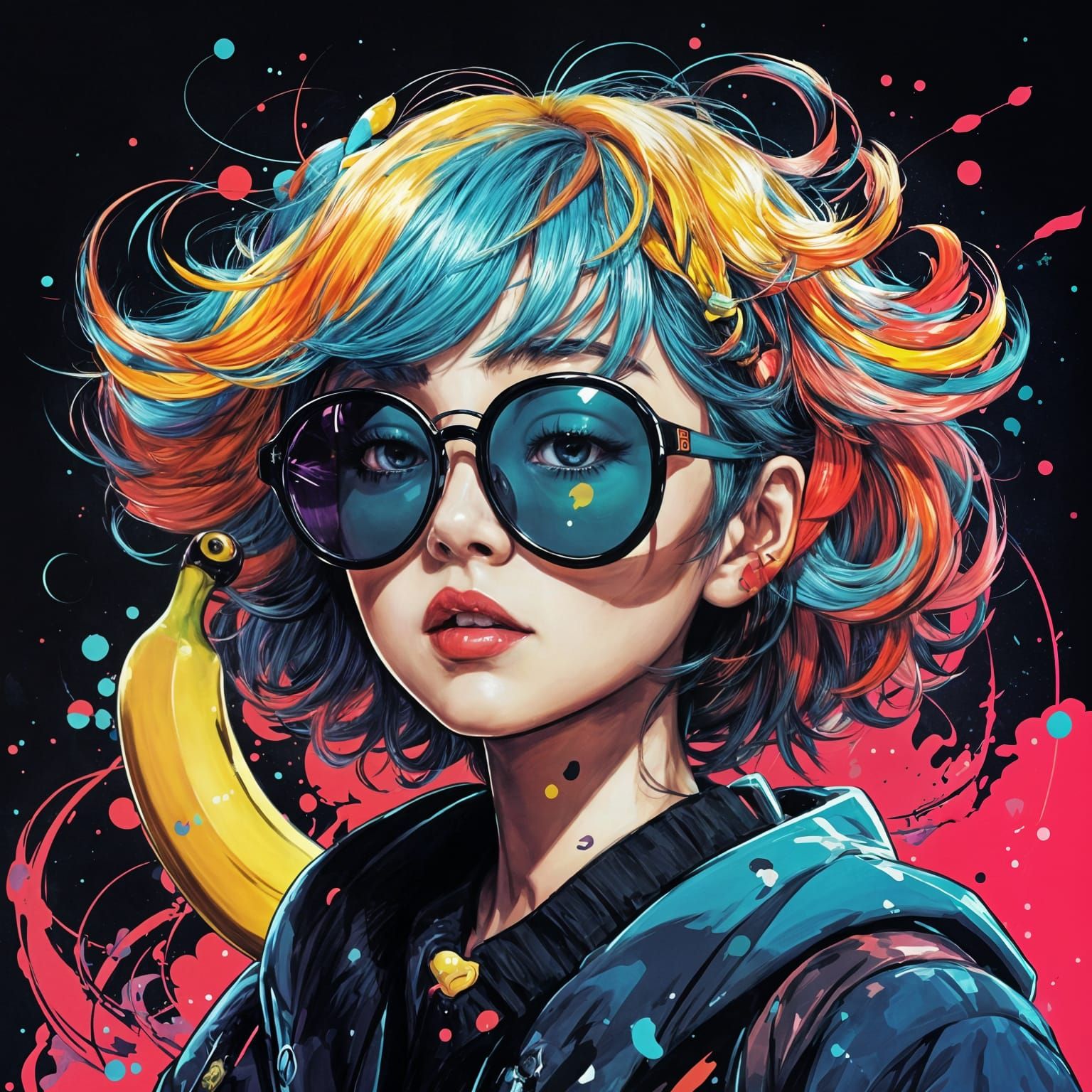 Pop Art Banana in Cool Shades