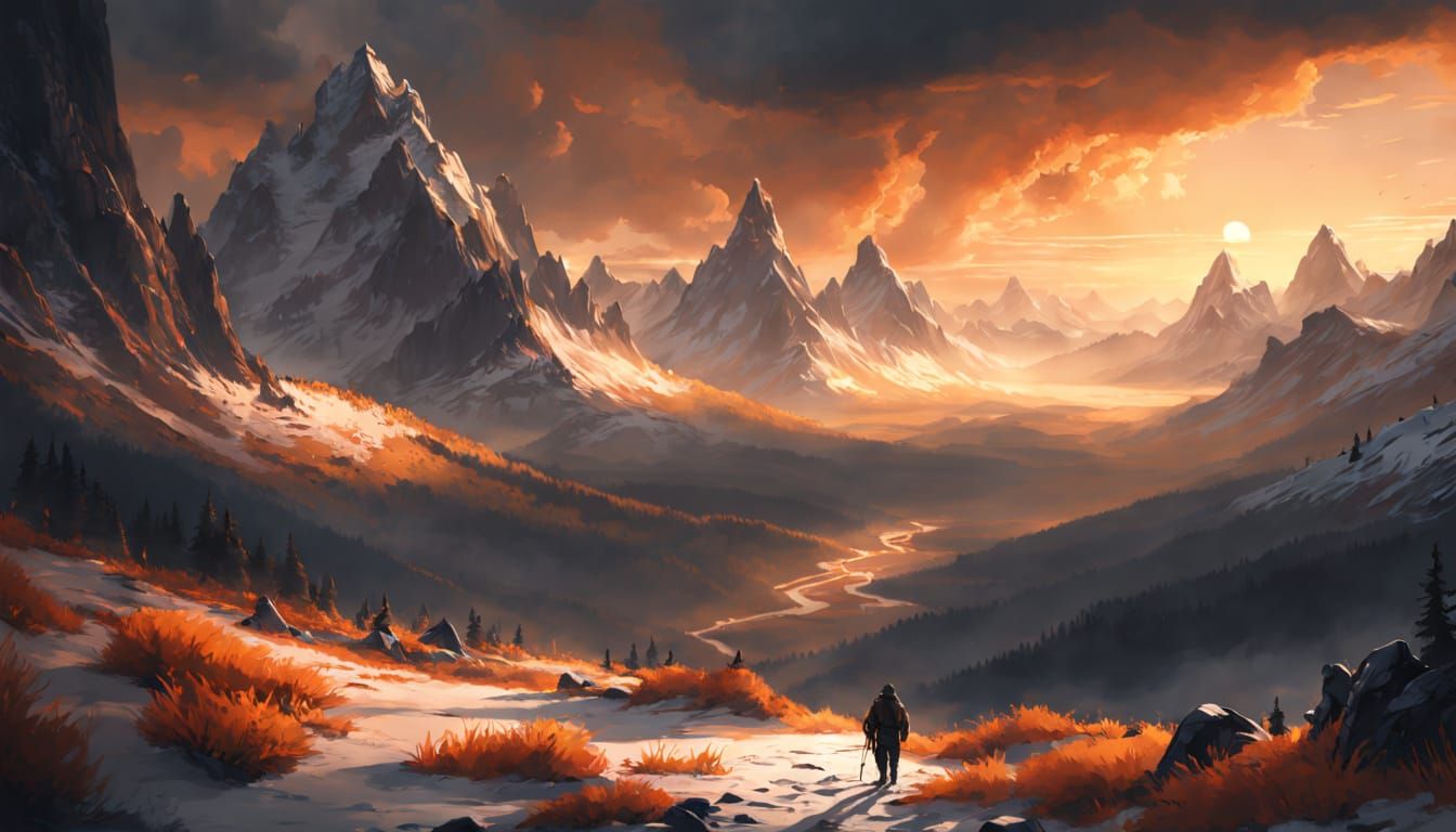 Majestic Icelandic Panorama in Dramatic Golden Hour