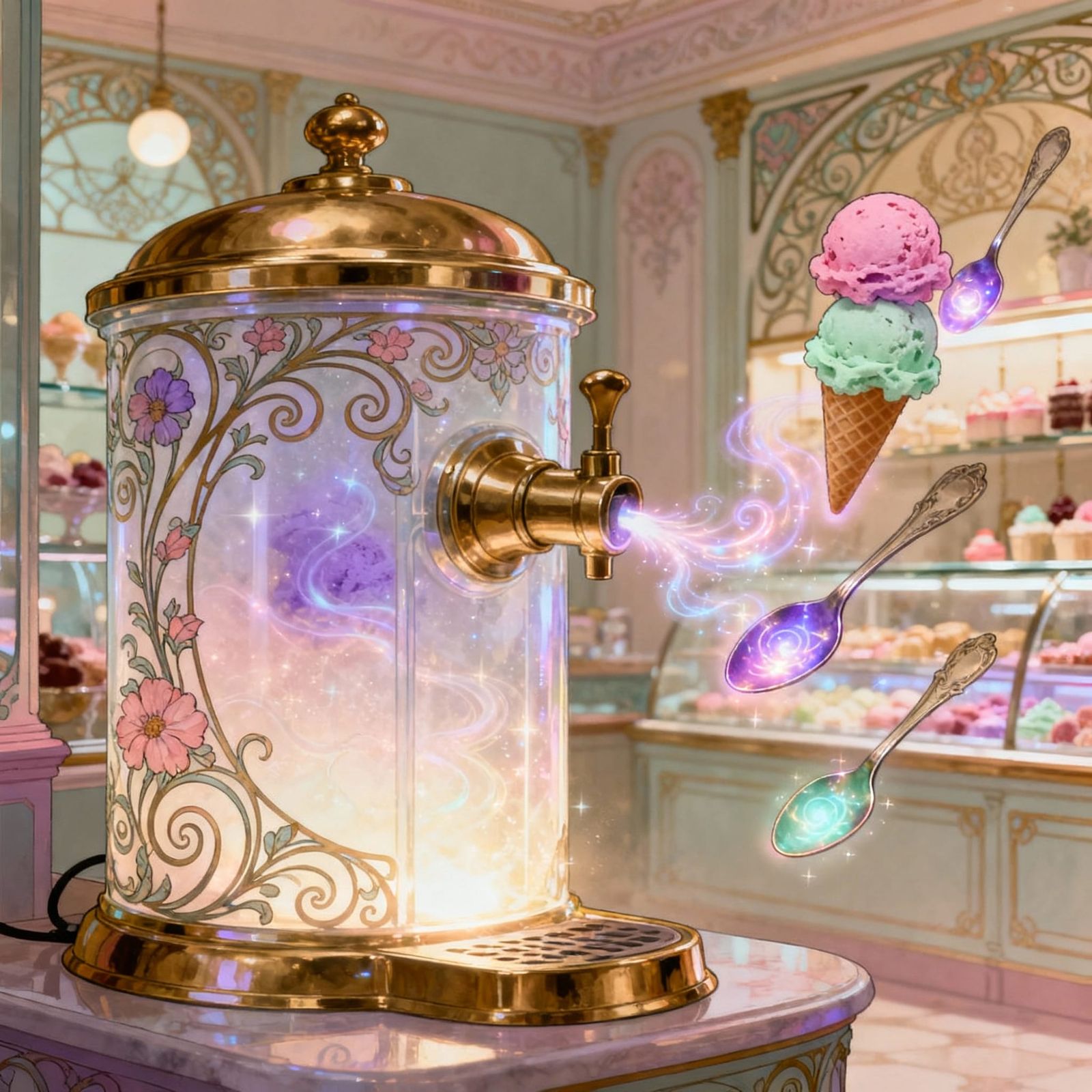 Art Nouveau Ice Cream Maker Creates Magical Desserts