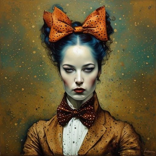 Android Robot and Dalmatian Puppy in Polka Dot Landscape