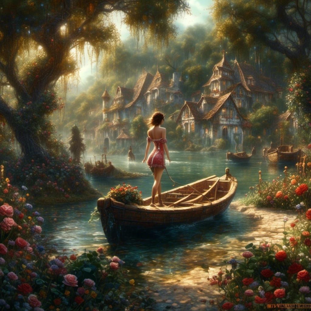 Fantasy Character with Flirtatious Smile in Mosaic Style