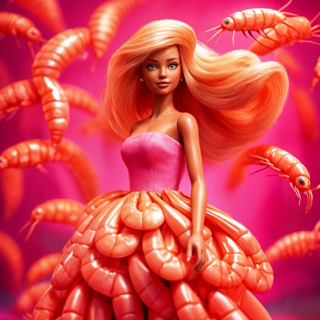 Barbie in Shrimp Dress: Digital Art