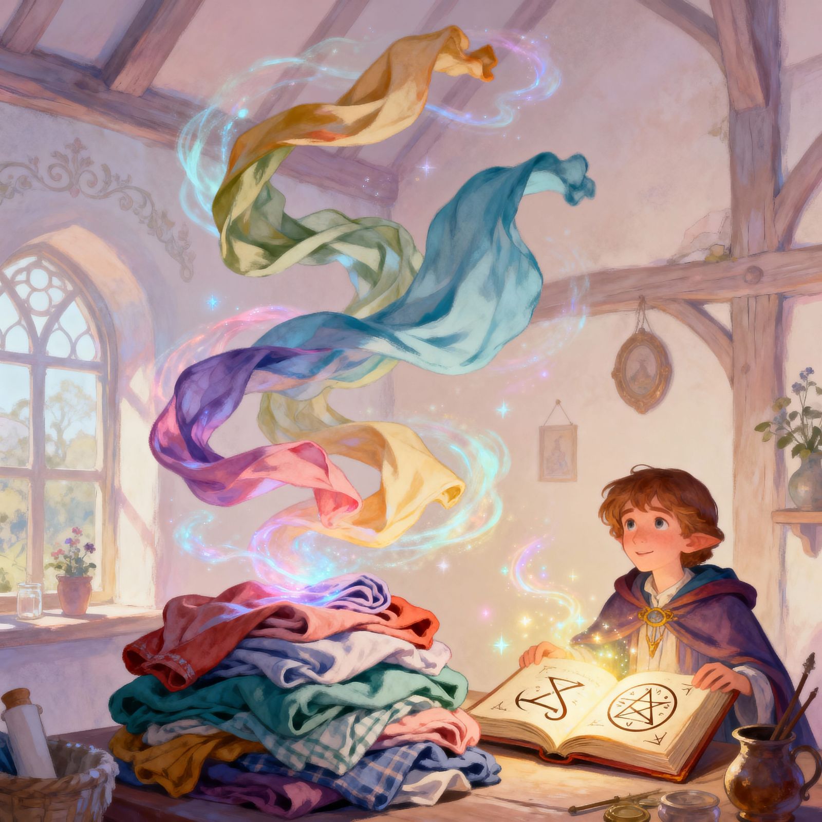 Magical Laundry Folding with Mage in Cottagecore Style