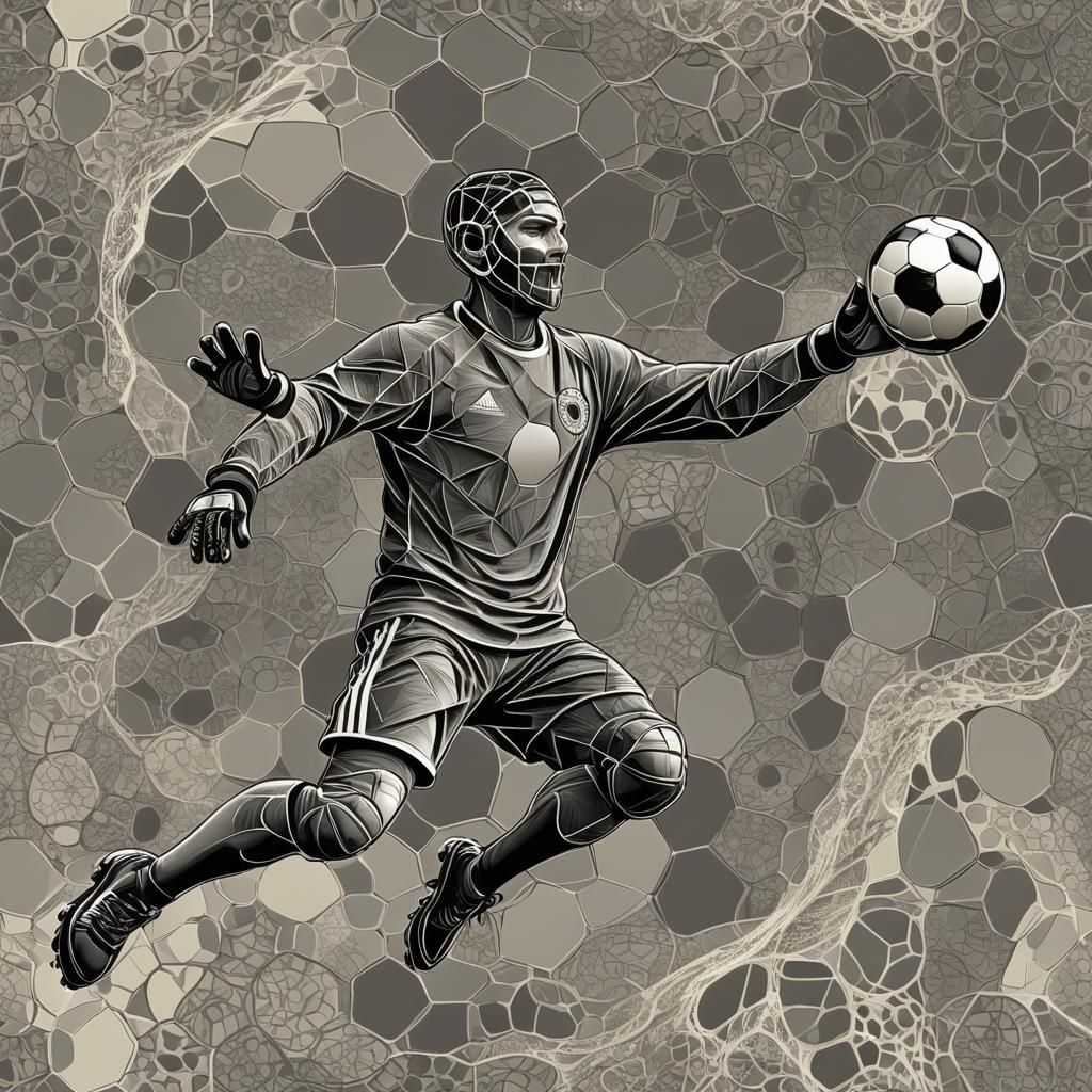 Goalkeeper Saves Shot: Abstract Vector Fractal Art
