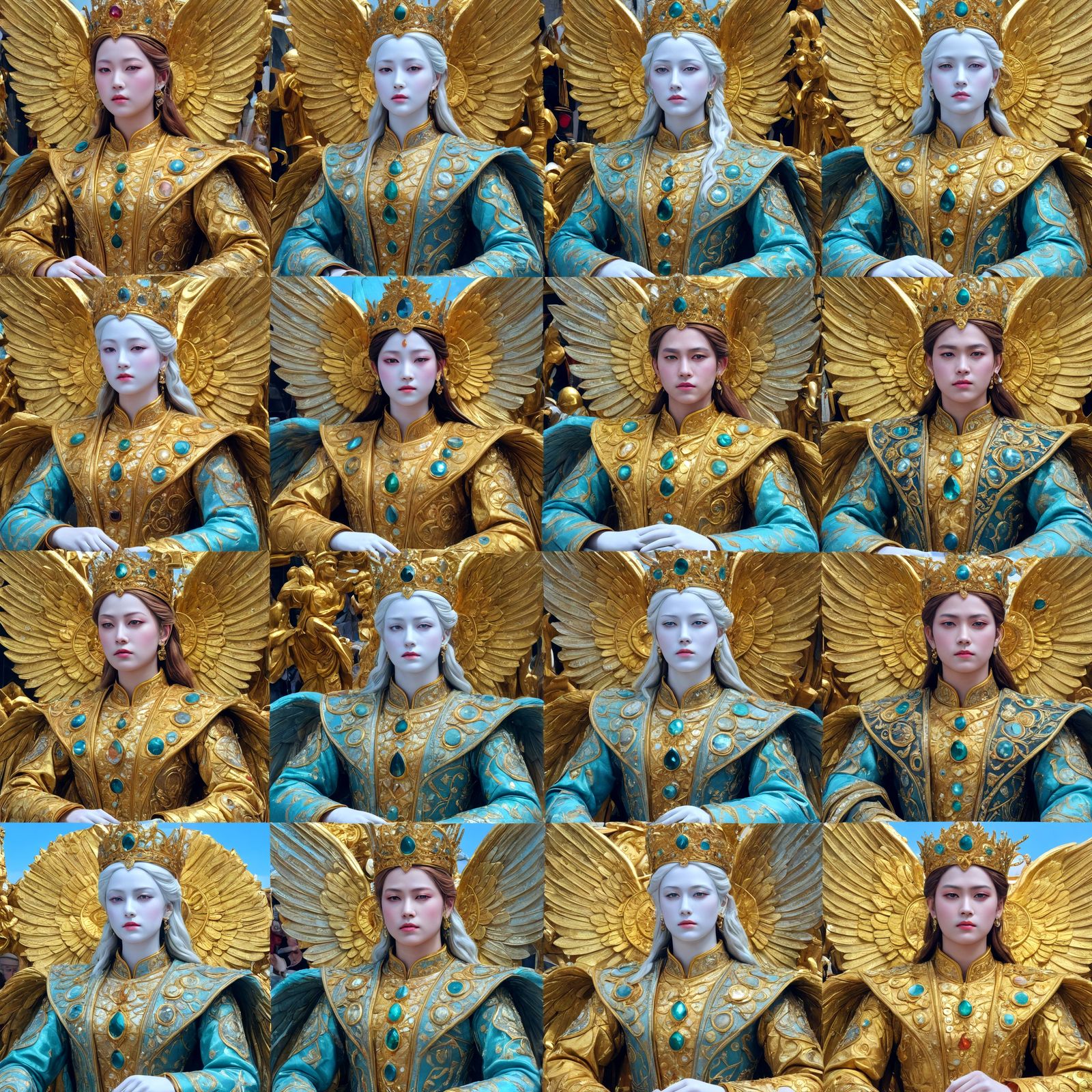 Angelic Figure in Gem-Incrusted Cityscape