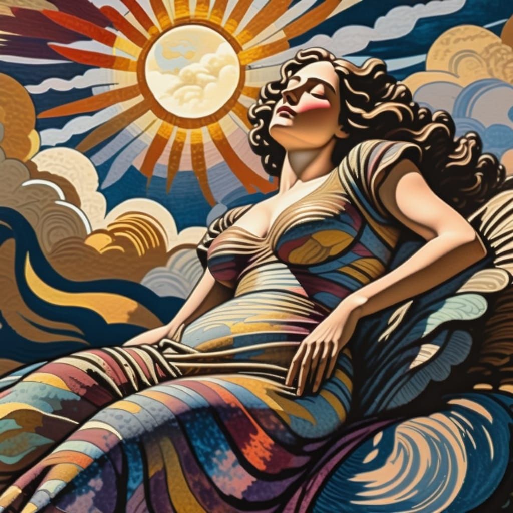 Divine Reclining Woman in Twilight Epic Impressionist Master...