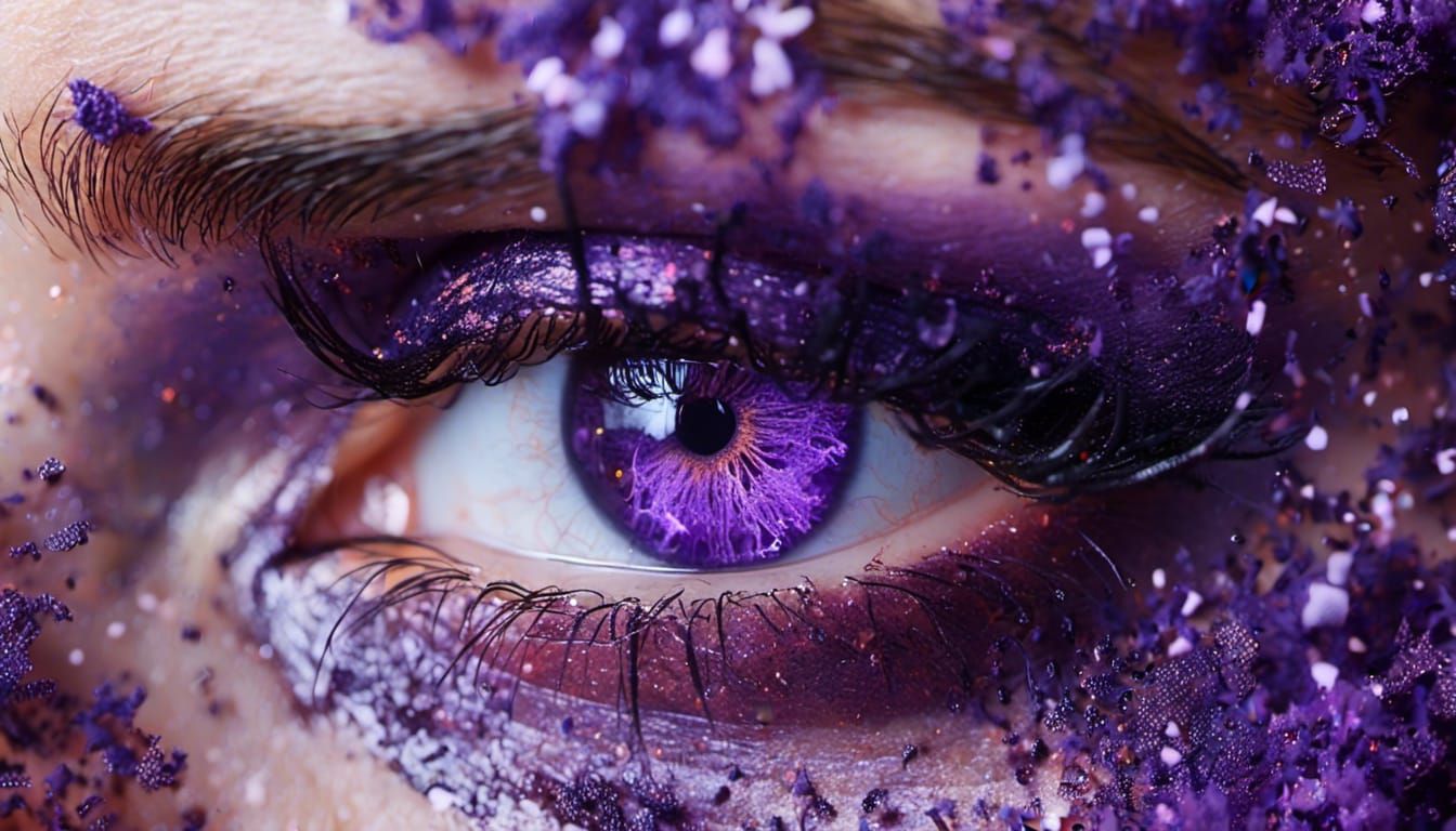 Whimsical Purple Eye Enhanced by AI
