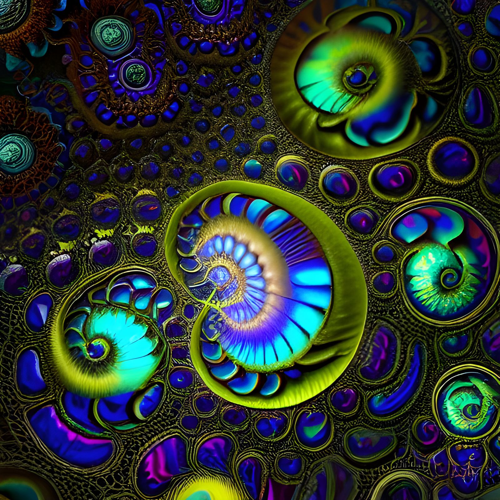 Opalescent 3D Fractal Object in Rococo Style