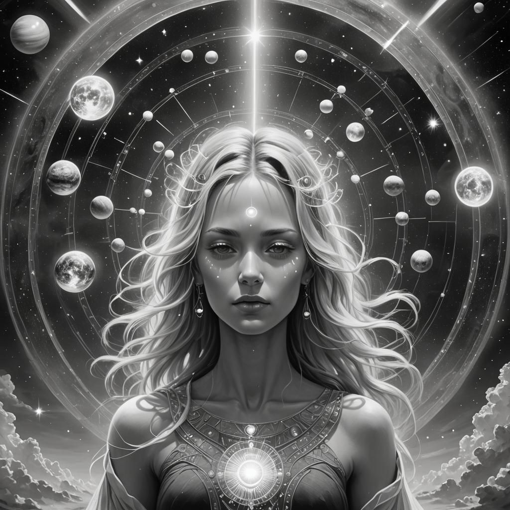 Ethereal Lemurian Woman Ascending to Cosmic Plane