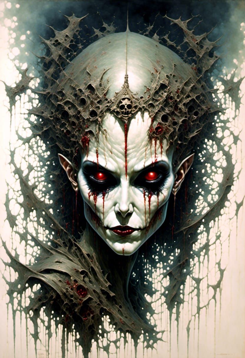 Undead Alien Queen with Sinister Smile