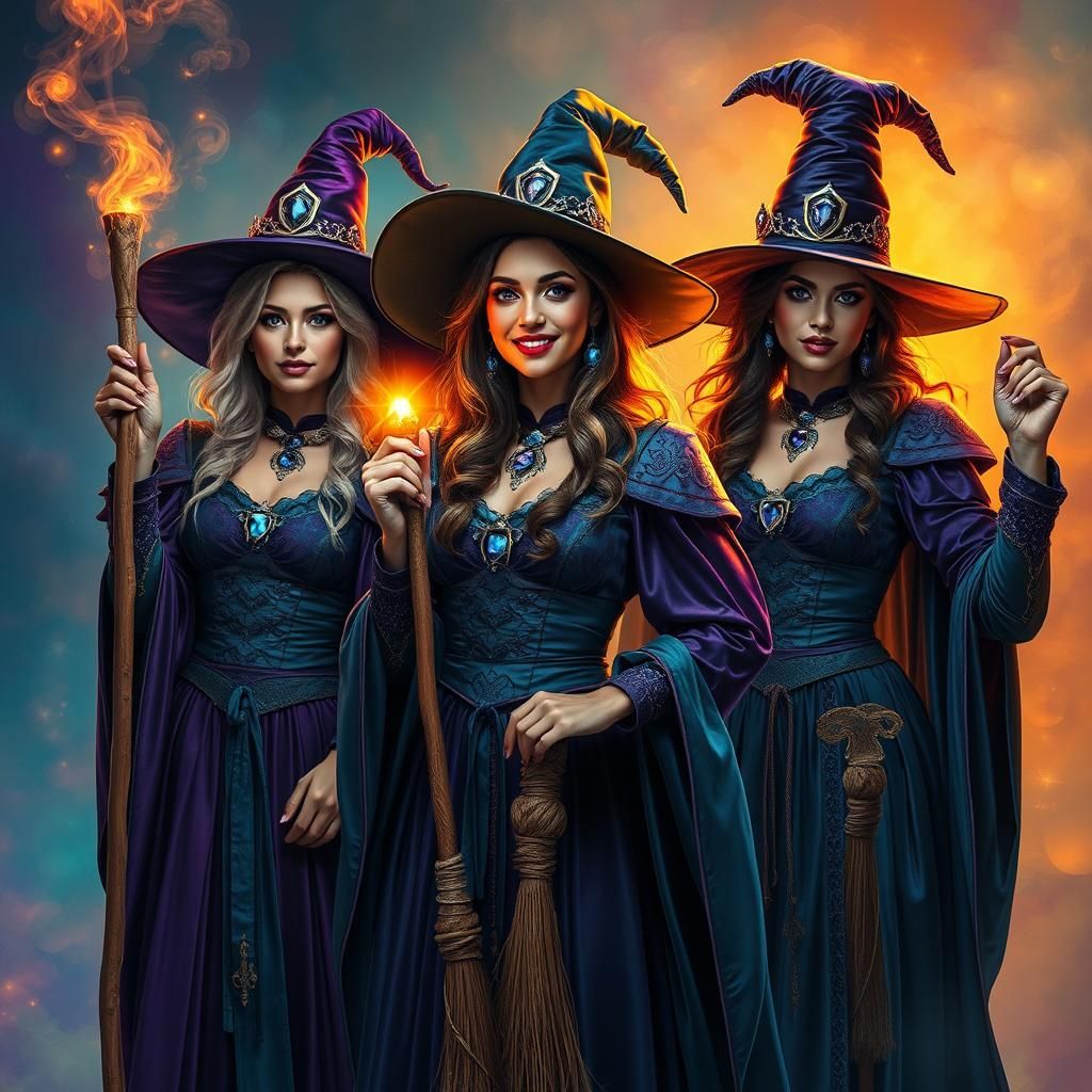 Witches in Elaborate Halloween Costumes