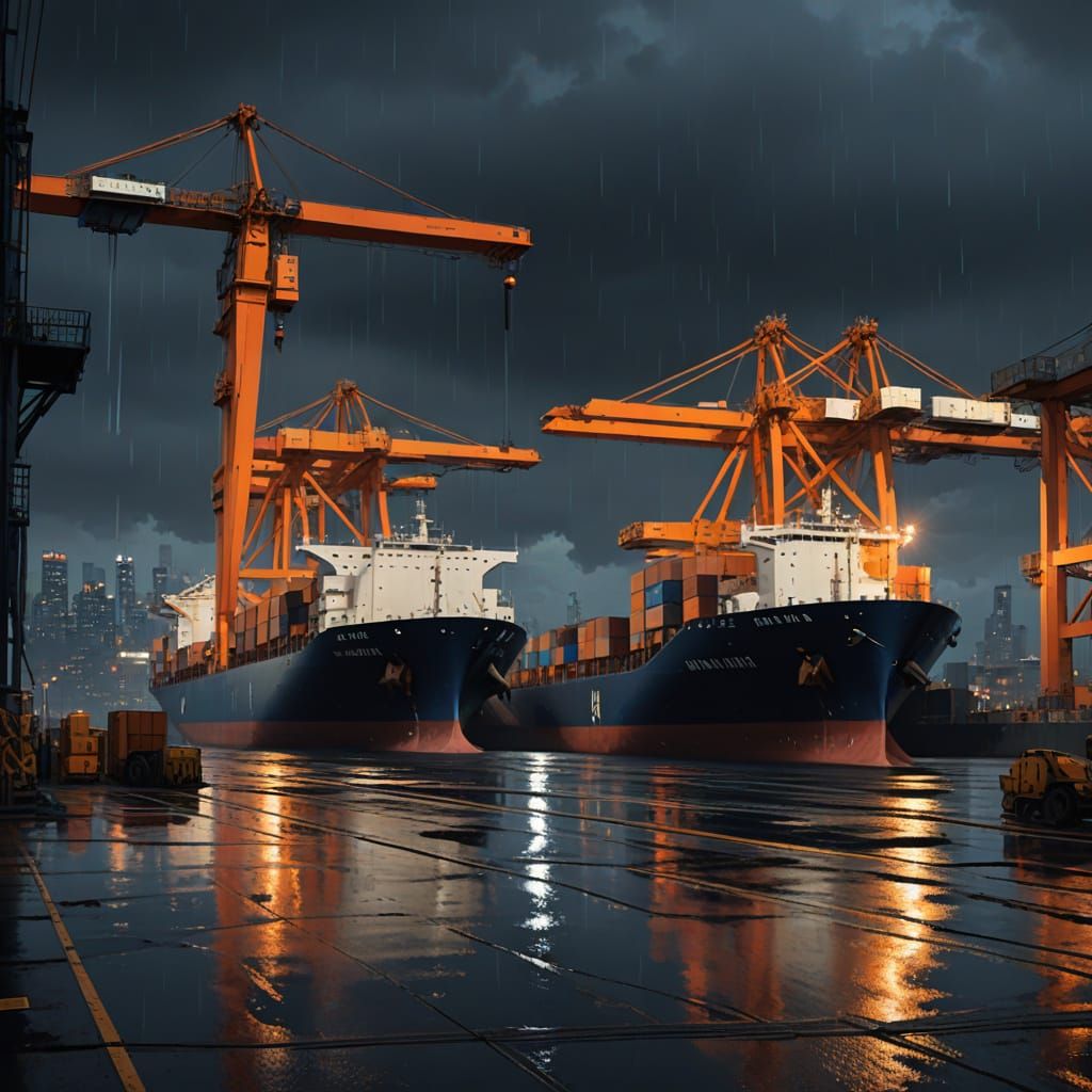 Ethereal Harbor Scene at Midnight, Inspired by Concept Artis...