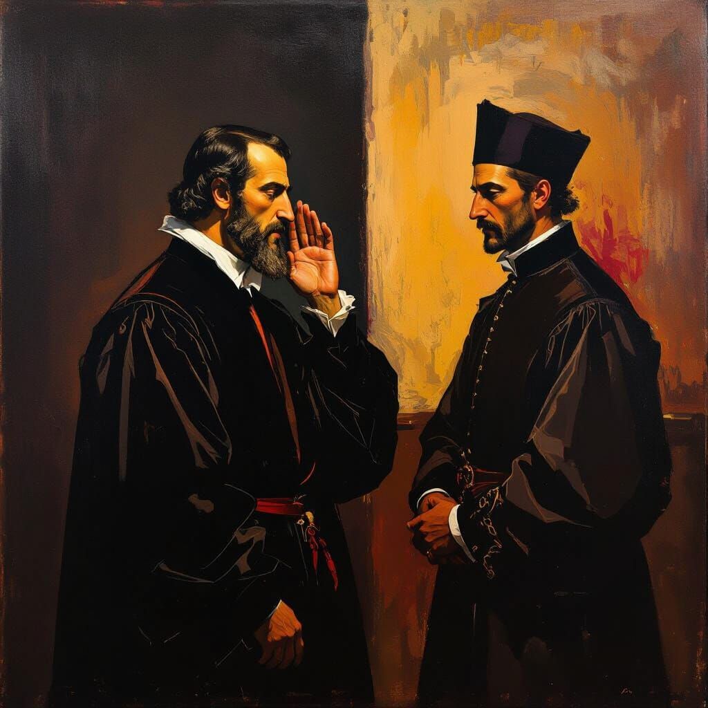 Machiavelli Plotting: Impressionist Painting in Dramatic Lig...