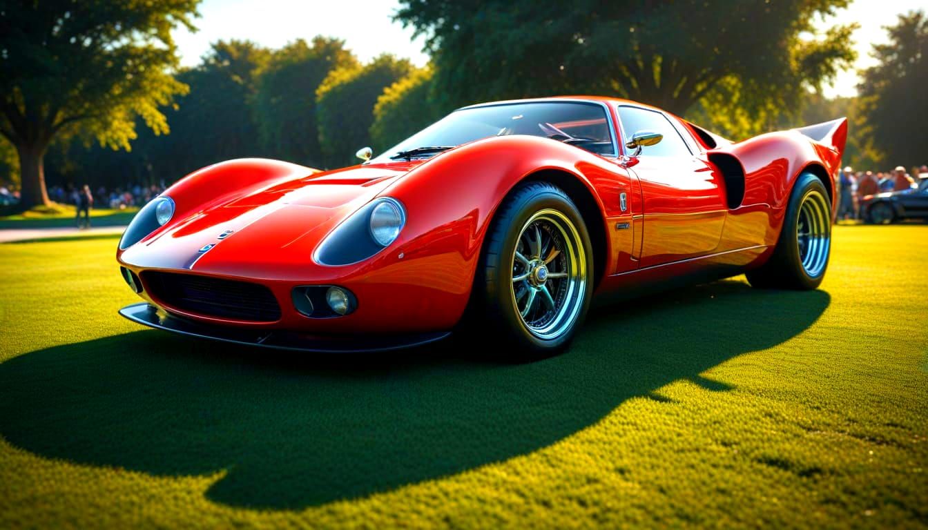 Hyperrealistic Sports Car in NC Wyeth Style