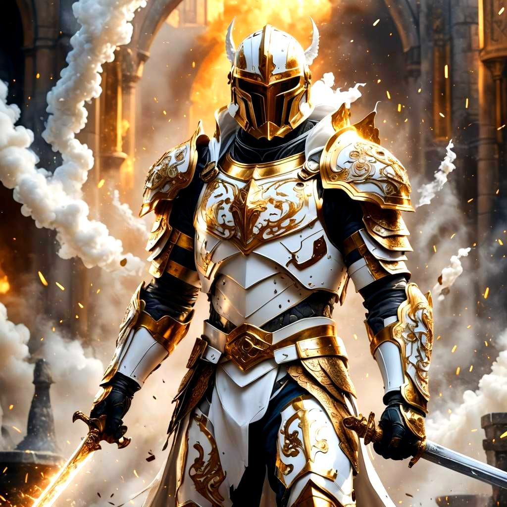 Gold Falcon Knight Superhero with Sword