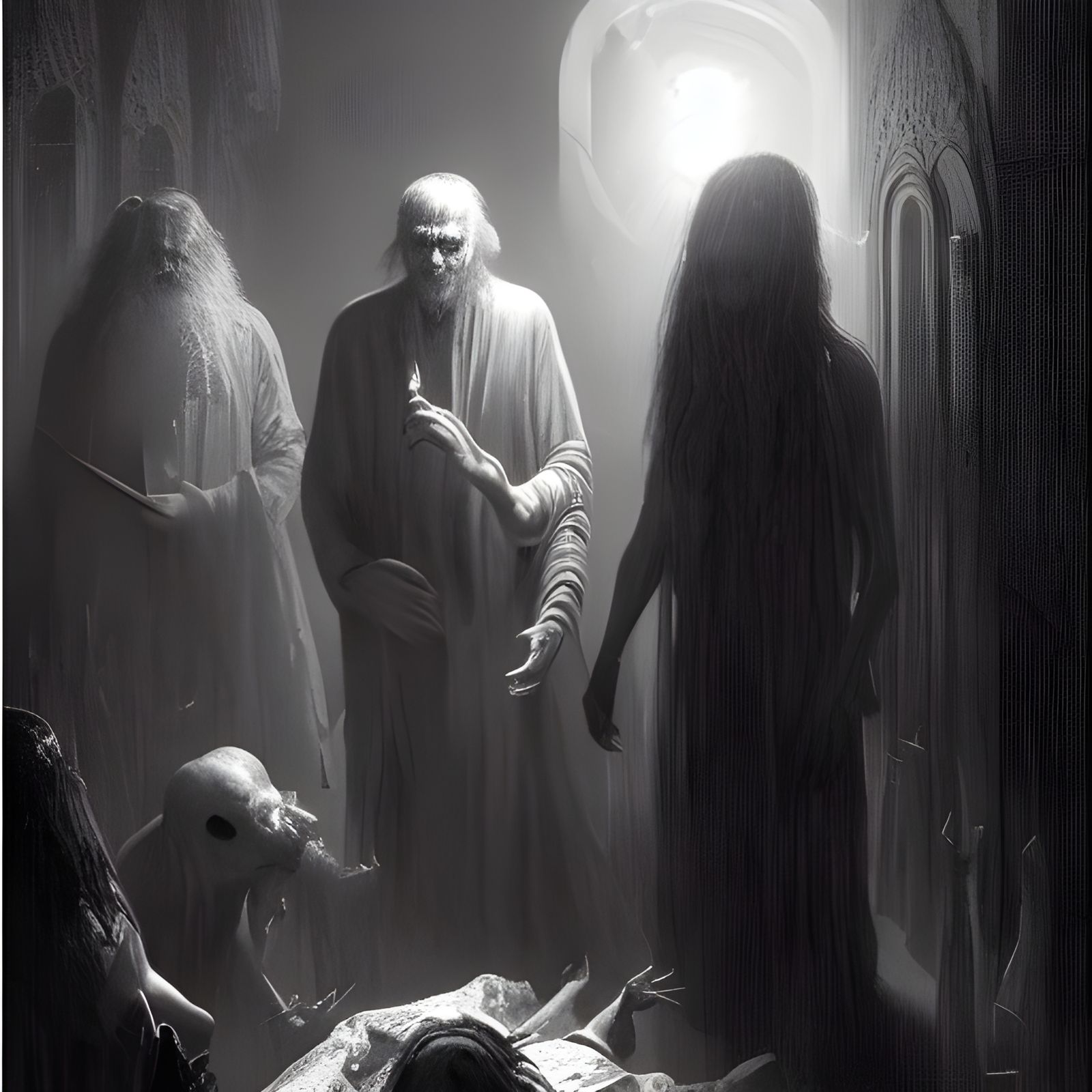 Yaga Baba in Dark Engraving Style