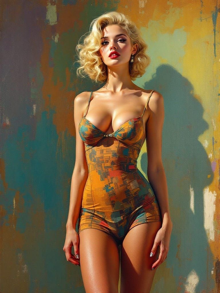 Confident Pin-Up Girl Basks in Warm, Vibrant Light