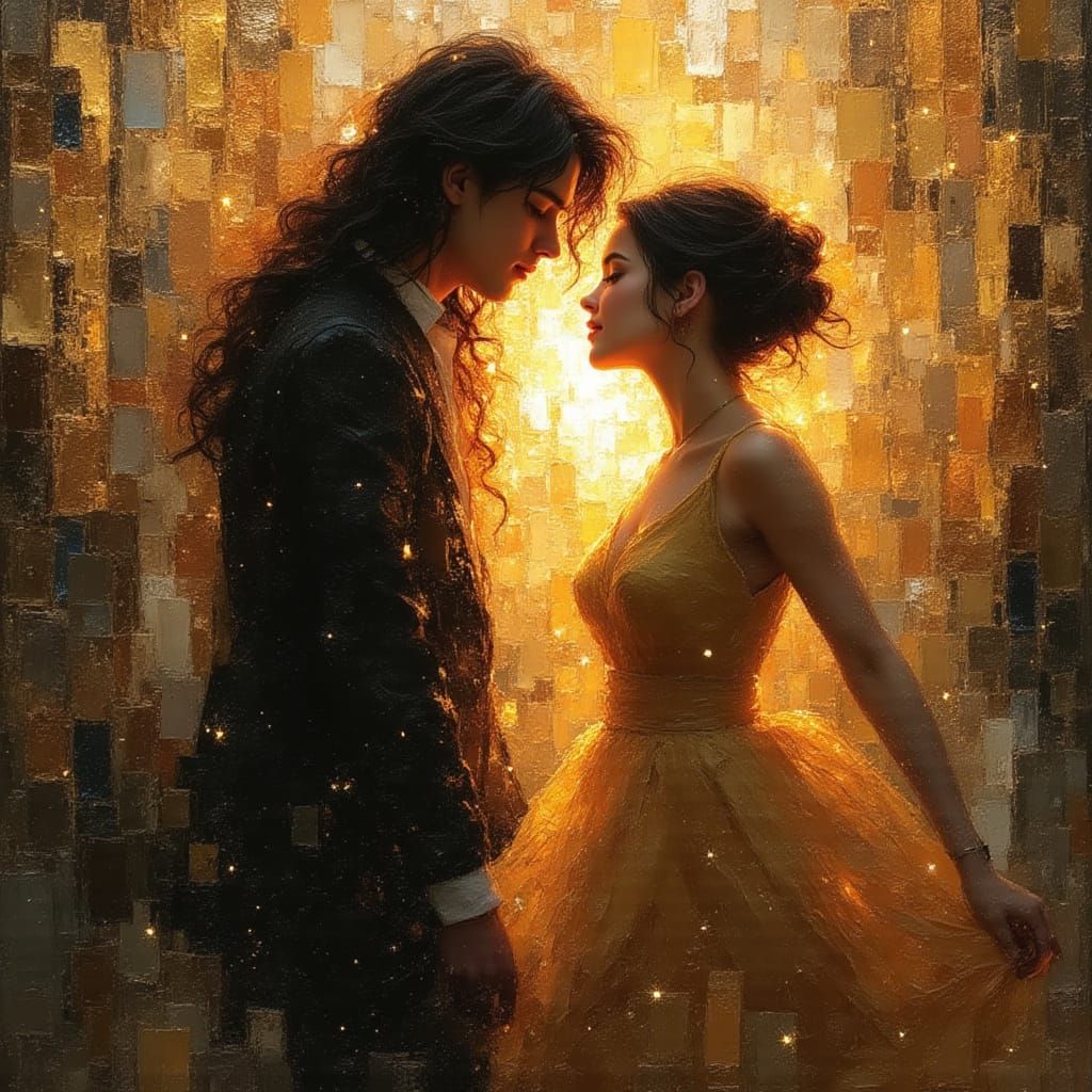 Breathtaking Silhouette in Encaustic Impasto Style