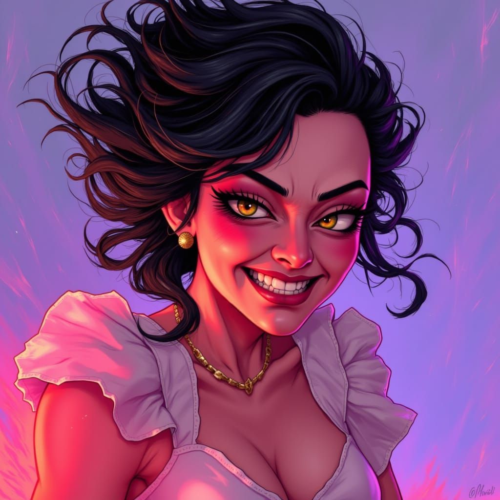 Futuristic Goddess with Sly Smile