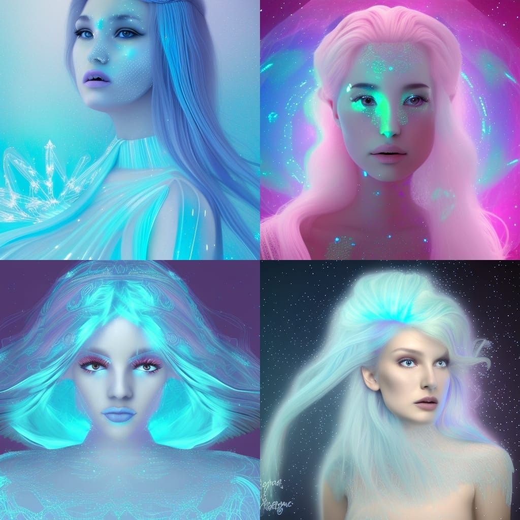 Ice Crystal Princess in Holographic Astral Style