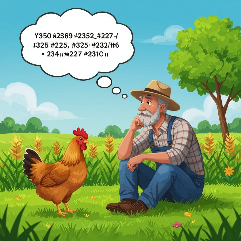 Farmer Daydreams of Chicken Feeding Him