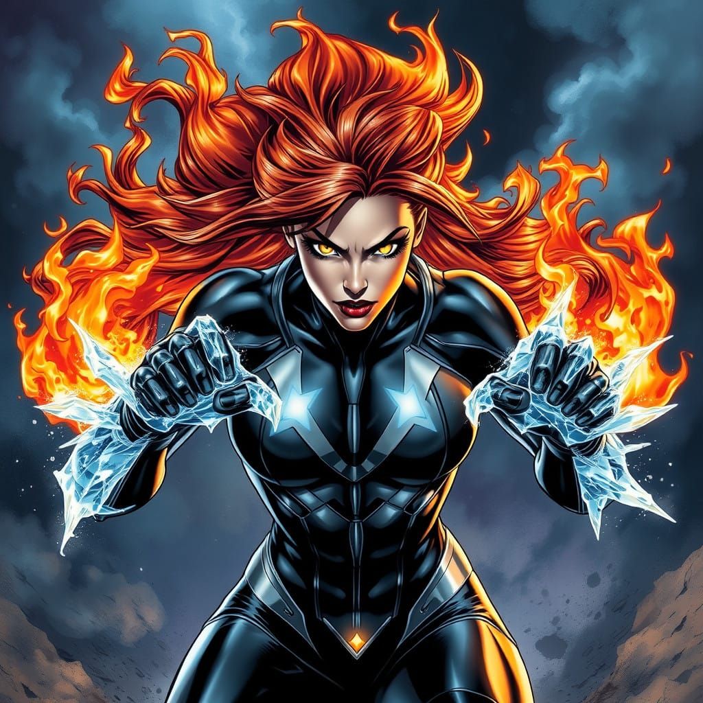 Dark Phoenix Comic Book Cover Art in Dynamic Style