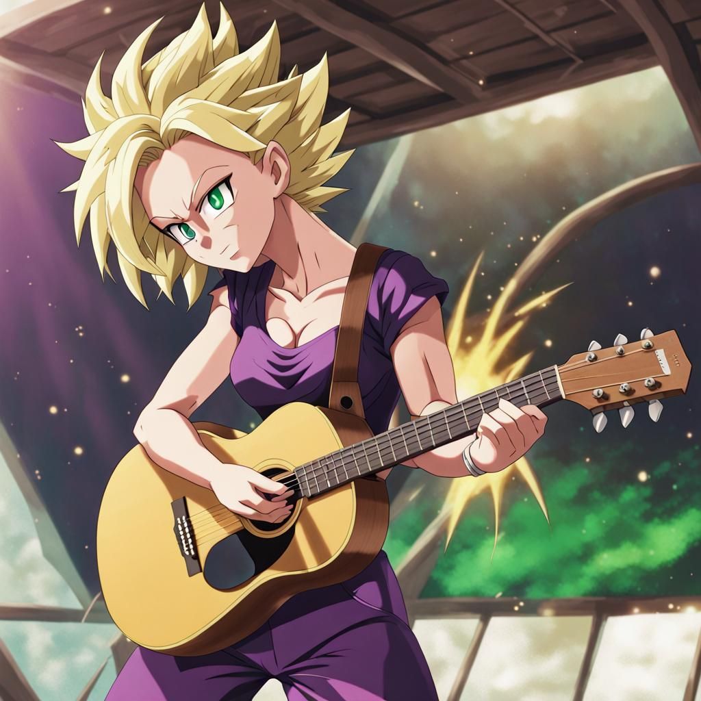 Caulifla Plays Guitar in Super Saiyan Form