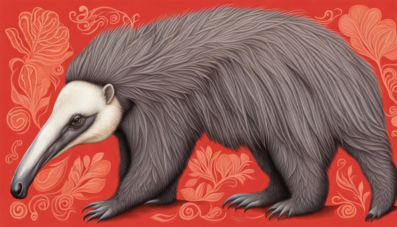 Giant Anteater in Colored Pencil Style