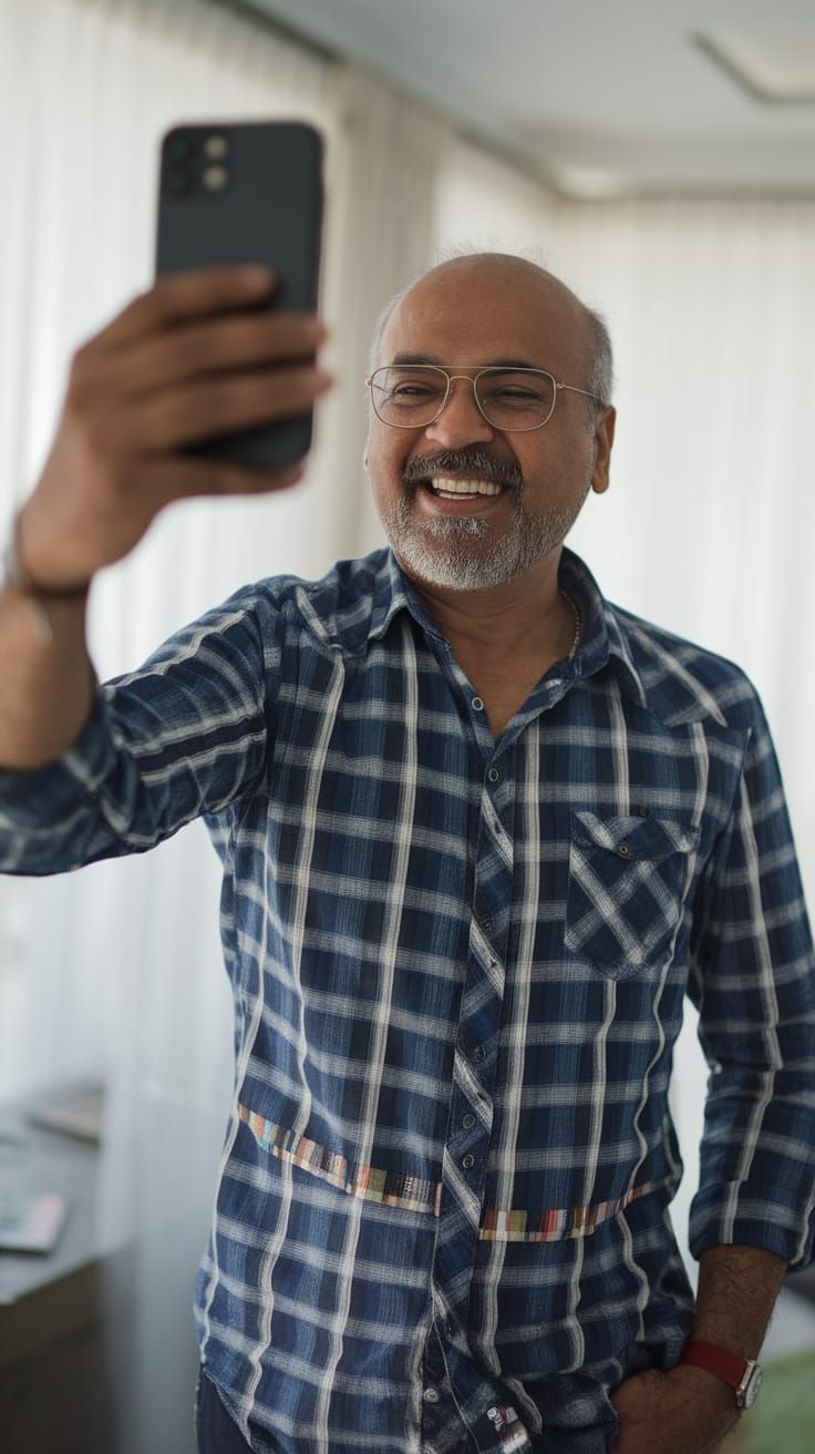 Indian Father Accidentally Takes Selfie, Squints from Bright...