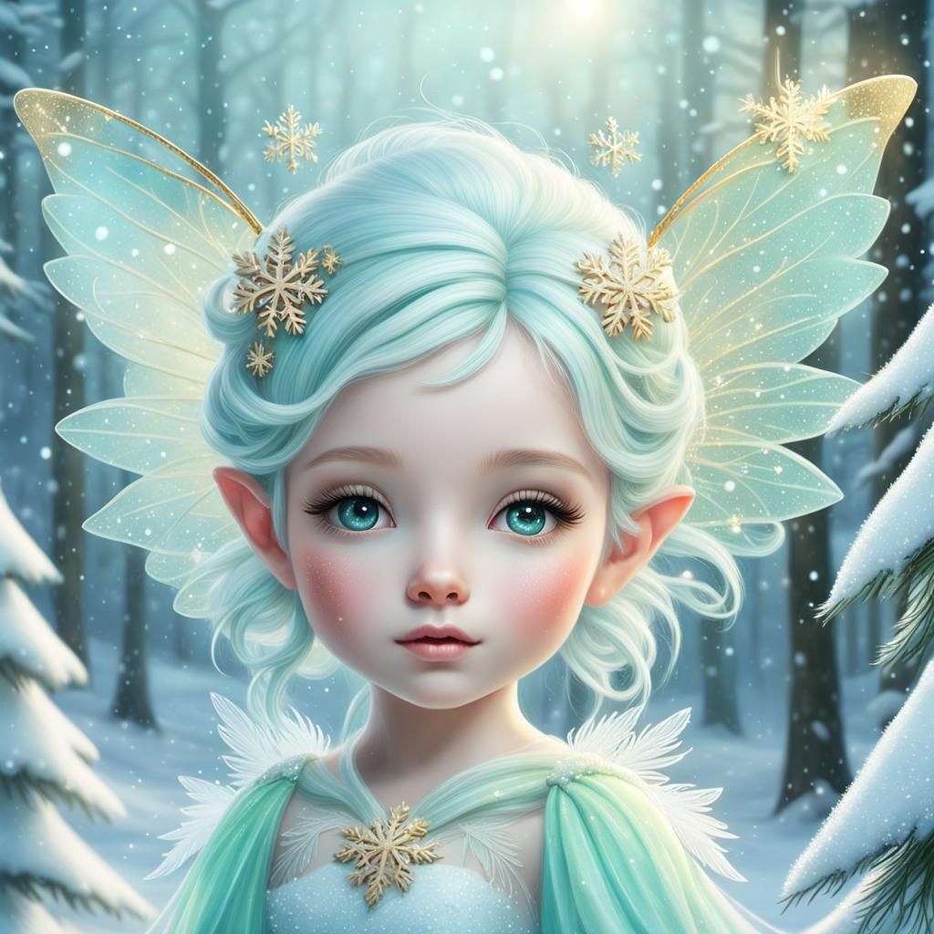 Adorable Snow Fairy Portrait in Vibrant Concept Art