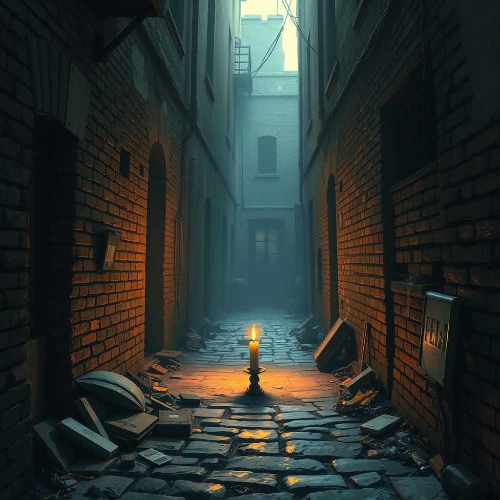 Mysterious Candlelit Alley in Moody Atmosphere