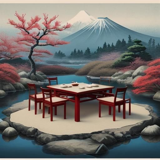 Fox in Kimono: Japanese Ink Wash Painting