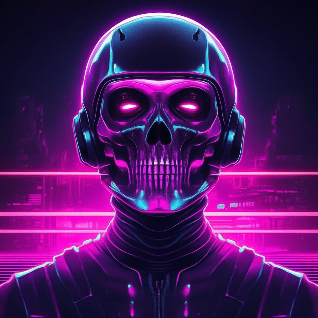 Neon Cityscape Unveiled in Dark Synthwave Hues