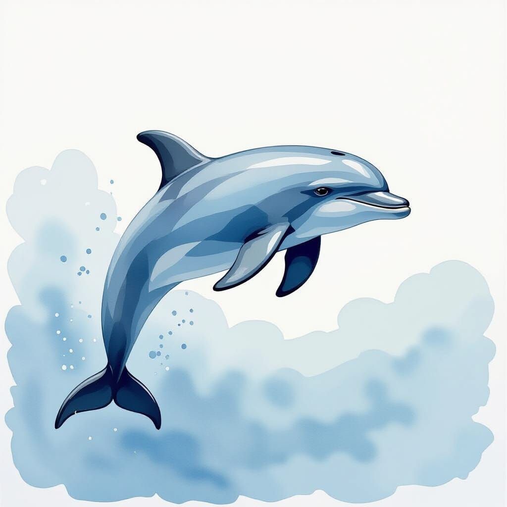 Leaping Dolphin Watercolor Painting