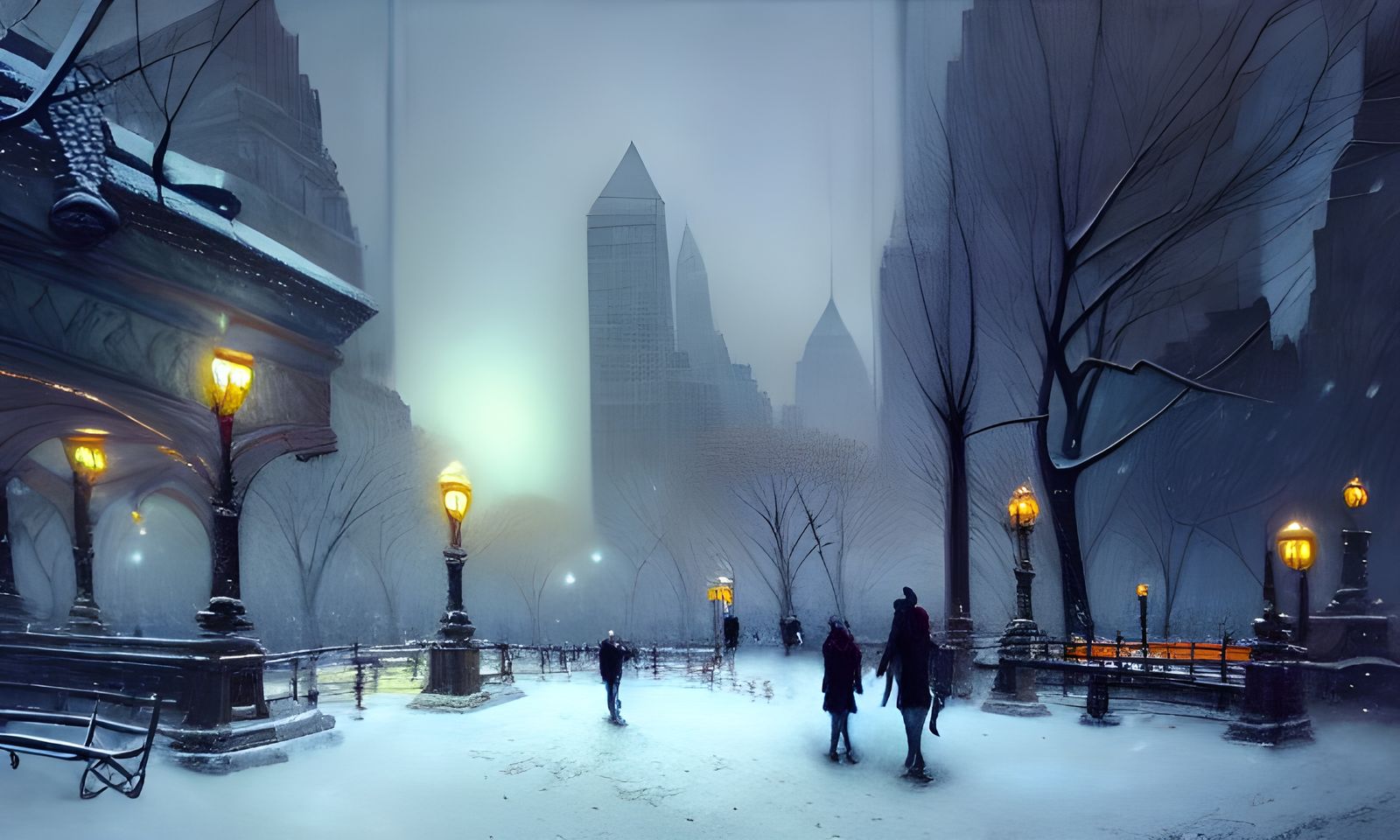 Central Park Snow Scene: Hyperdetailed 8K Art