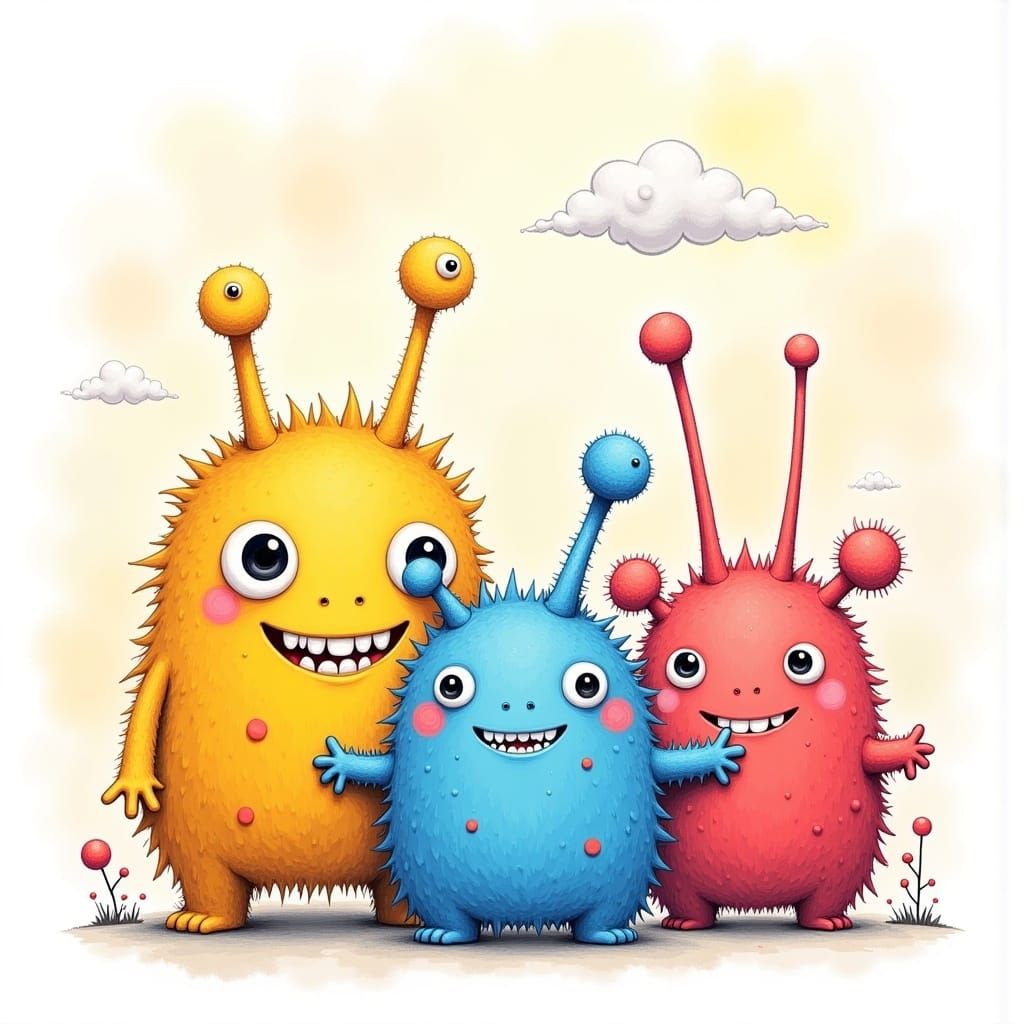 Cute Chibi Monsters in Cartoon Style