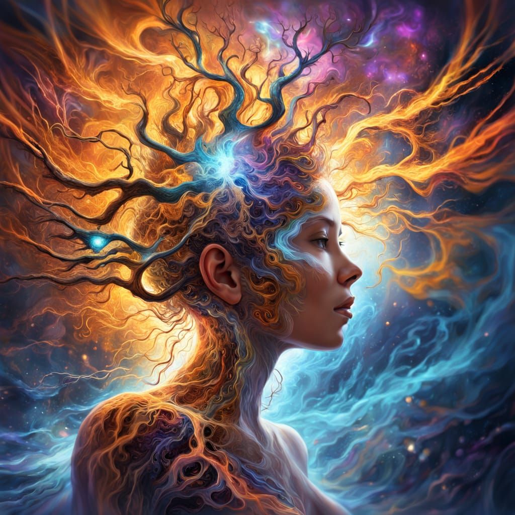 Concept Art of Idea Development with Glowing Synapses