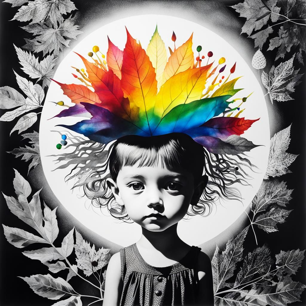 Surreal Rayograph of Dreamer with Rainbow Fairy