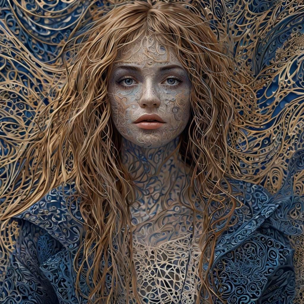 Intimate Portrait with Abstract Fractal Elements