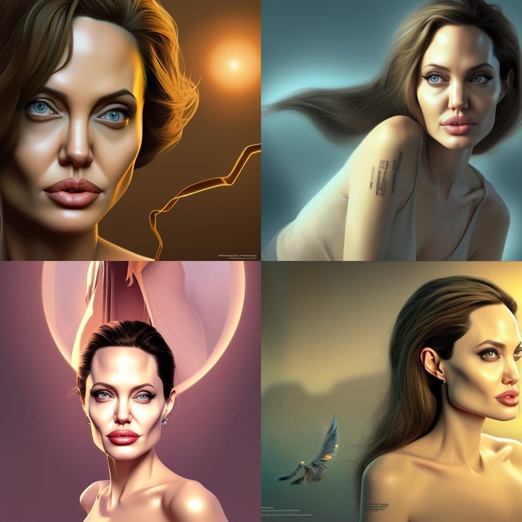Angelina Jolie in Crystal Golden Castle: 3D Art